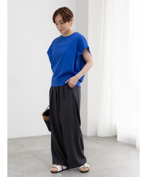 Te chichi（テチチ）の「【接触冷感/遮熱/吸水速乾】ショルダータックドルマンTシャツ（Tシャツ/カットソー・レディース・チャコールグレー/ブルー/オフホワイト/ブラック・F）」の19枚目の写真