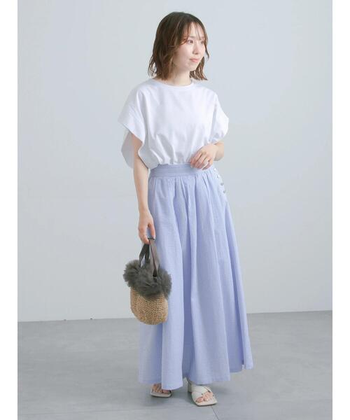 Te chichi（テチチ）の「【接触冷感/遮熱/吸水速乾】ショルダータックドルマンTシャツ（Tシャツ/カットソー・レディース・チャコールグレー/ブルー/オフホワイト/ブラック・F）」の22枚目の写真