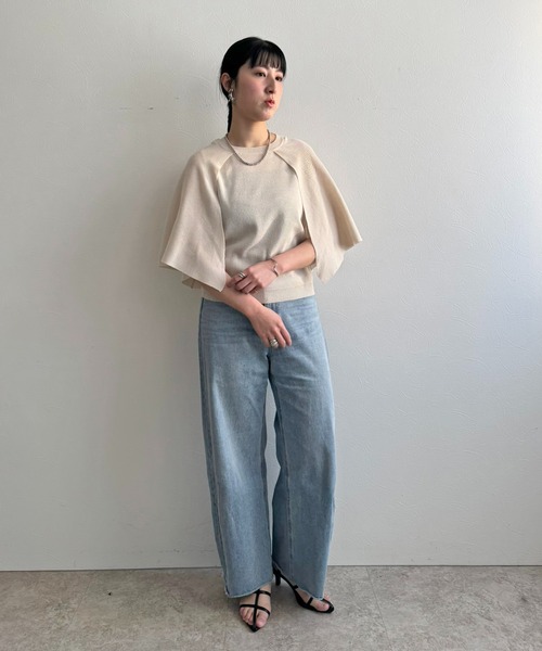LHELBIE(レルビエ)の「【洗えるニット】ケープニットトップス(Tシャツ/カットソー・レディース・アイボリー/ブラック/グレイッシュベージュ・M)」の11枚目の写真