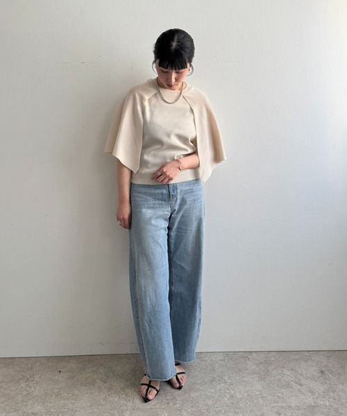 LHELBIE(レルビエ)の「【洗えるニット】ケープニットトップス(Tシャツ/カットソー・レディース・アイボリー/ブラック/グレイッシュベージュ・M)」の21枚目の写真
