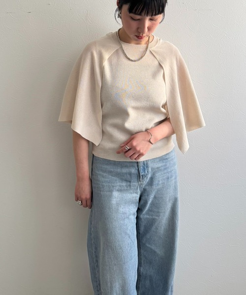 LHELBIE(レルビエ)の「【洗えるニット】ケープニットトップス(Tシャツ/カットソー・レディース・アイボリー/ブラック/グレイッシュベージュ・M)」の10枚目の写真