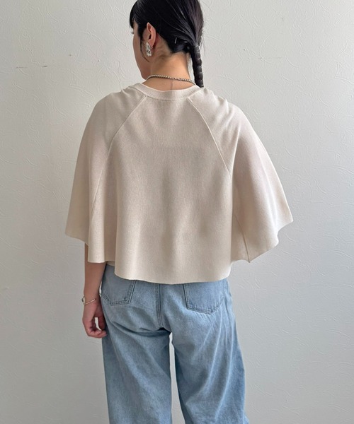 LHELBIE(レルビエ)の「【洗えるニット】ケープニットトップス(Tシャツ/カットソー・レディース・アイボリー/ブラック/グレイッシュベージュ・M)」の12枚目の写真
