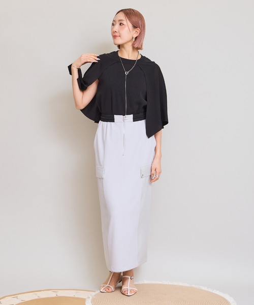 LHELBIE(レルビエ)の「【洗えるニット】ケープニットトップス(Tシャツ/カットソー・レディース・アイボリー/ブラック/グレイッシュベージュ・M)」の17枚目の写真