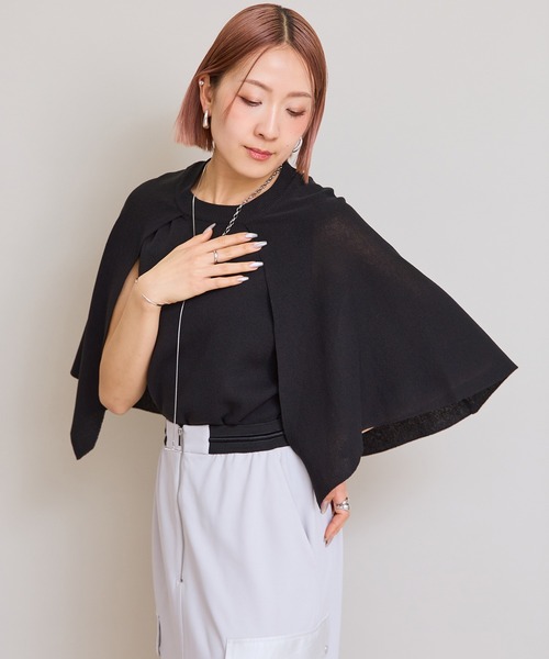 LHELBIE(レルビエ)の「【洗えるニット】ケープニットトップス(Tシャツ/カットソー・レディース・アイボリー/ブラック/グレイッシュベージュ・M)」の7枚目の写真