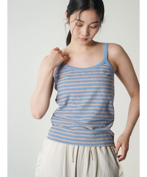 FIKA.(フィーカ)の「Border pile camisole(キャミソール・レディース・ワインレッド/ライトブルー・FREE)」の2枚目の写真