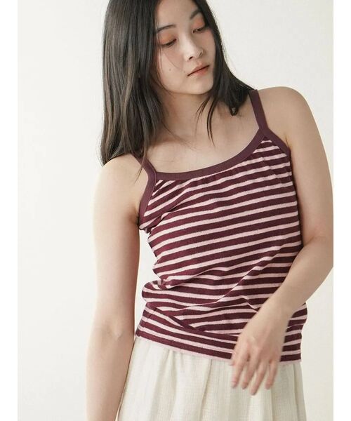 FIKA.(フィーカ)の「Border pile camisole(キャミソール・レディース・ワインレッド/ライトブルー・FREE)」の1枚目の写真