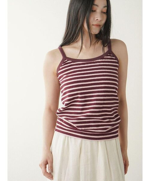 FIKA.(フィーカ)の「Border pile camisole(キャミソール・レディース・ワインレッド/ライトブルー・FREE)」の3枚目の写真