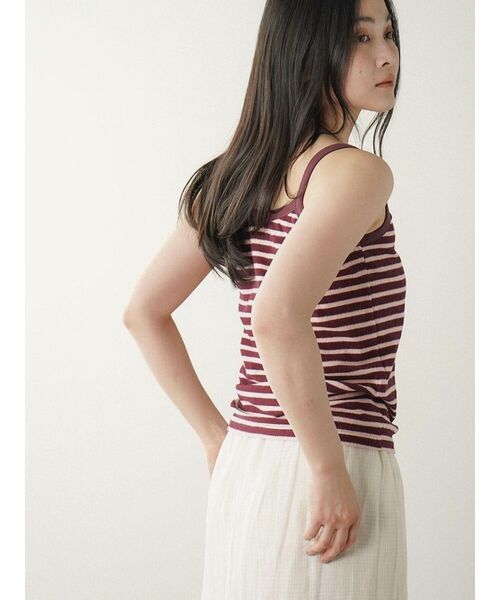 FIKA.(フィーカ)の「Border pile camisole(キャミソール・レディース・ワインレッド/ライトブルー・FREE)」の4枚目の写真