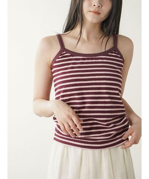 FIKA.(フィーカ)の「Border pile camisole(キャミソール・レディース・ワインレッド/ライトブルー・FREE)」の6枚目の写真
