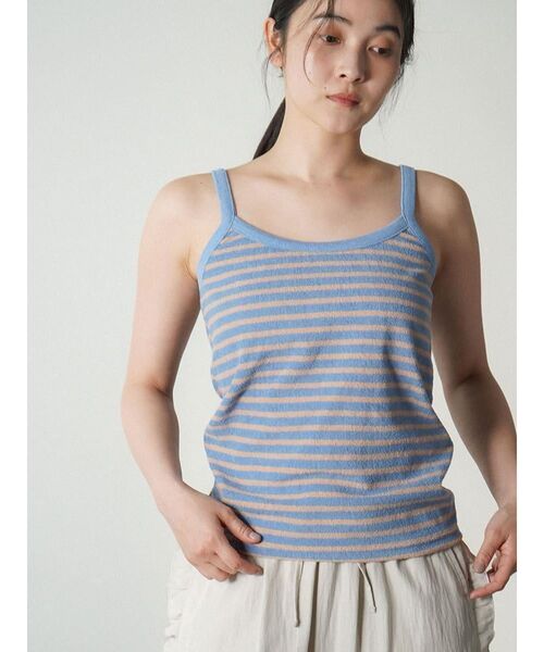 FIKA.(フィーカ)の「Border pile camisole(キャミソール・レディース・ワインレッド/ライトブルー・FREE)」の8枚目の写真