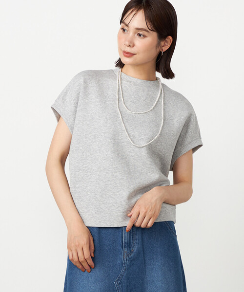 COMME CA ISM(コムサイズム)の「ジップ付きコクーントップス / セットアップ対応(Tシャツ/カットソー・レディース・サックスブルー/ネイビー/グレー・FREE)」の2枚目の写真