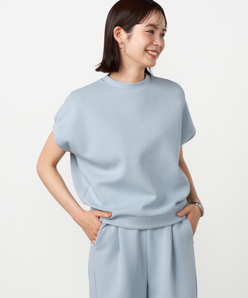 COMME CA ISM(コムサイズム)の「ジップ付きコクーントップス / セットアップ対応(Tシャツ/カットソー・レディース・サックスブルー/ネイビー/グレー・FREE)」の3枚目の写真