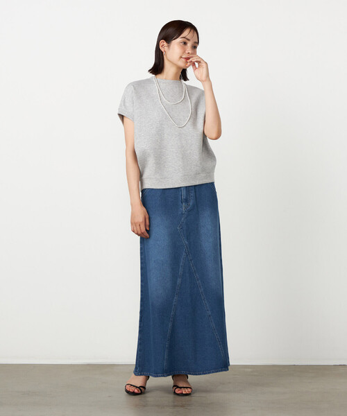 COMME CA ISM(コムサイズム)の「ジップ付きコクーントップス / セットアップ対応(Tシャツ/カットソー・レディース・サックスブルー/ネイビー/グレー・FREE)」の4枚目の写真