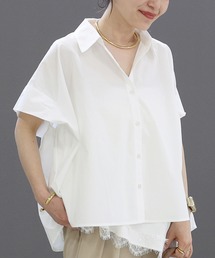 綿ブロードタックスリーブブラウス