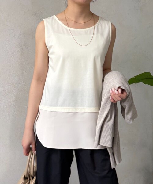 Jena espace merveilleux(ジェナ エスパスメルヴェイユ)の「裾ツイルタンクトップ(Tシャツ/カットソー・レディース・ベージュ/オフホワイト・FREE)」の11枚目の写真