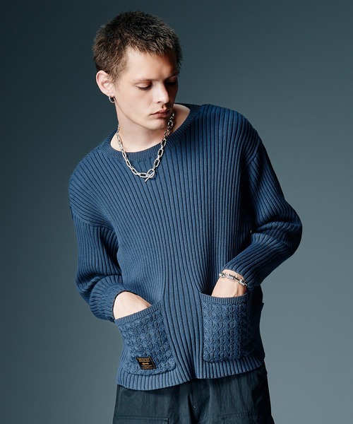 glamb(グラム)の「Additional Pocket Rib Knit / アディショナルポケットリブニット(ニット/セーター・メンズ・ネイビー/ブラック・M/L)」の6枚目の写真