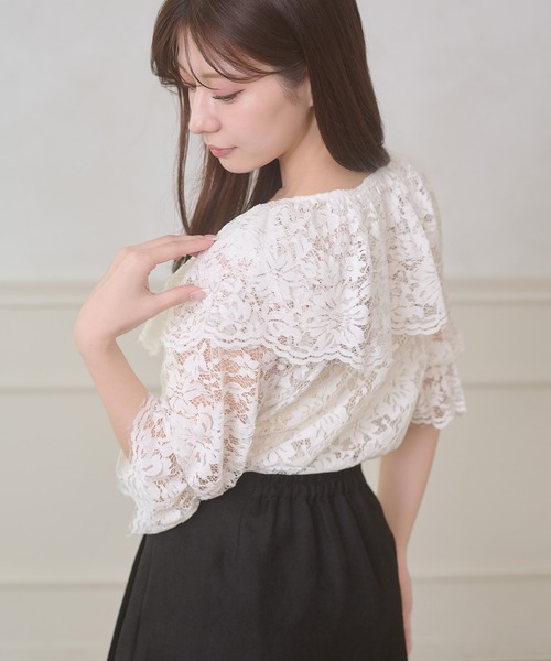 Ambre Neige（アンブルネージュ）の「ruffle frill lace blouse / ラッフルフリルレースブラウス（シャツ/ブラウス・レディース・オフホワイト/アイボリー・FREE）」の13枚目の写真