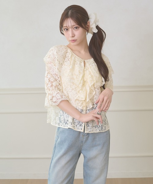 Ambre Neige（アンブルネージュ）の「ruffle frill lace blouse / ラッフルフリルレースブラウス（シャツ/ブラウス・レディース・オフホワイト/アイボリー・FREE）」の22枚目の写真