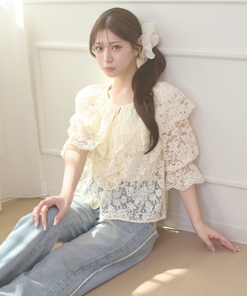 Ambre Neige（アンブルネージュ）の「ruffle frill lace blouse / ラッフルフリルレースブラウス（シャツ/ブラウス・レディース・オフホワイト/アイボリー・FREE）」の20枚目の写真