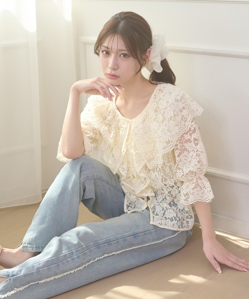Ambre Neige（アンブルネージュ）の「ruffle frill lace blouse / ラッフルフリルレースブラウス（シャツ/ブラウス・レディース・オフホワイト/アイボリー・FREE）」の21枚目の写真