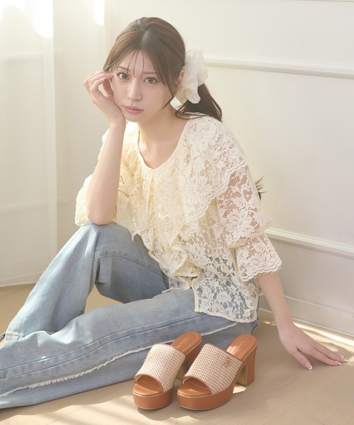 Ambre Neige（アンブルネージュ）の「ruffle frill lace blouse / ラッフルフリルレースブラウス（シャツ/ブラウス・レディース・オフホワイト/アイボリー・FREE）」の18枚目の写真