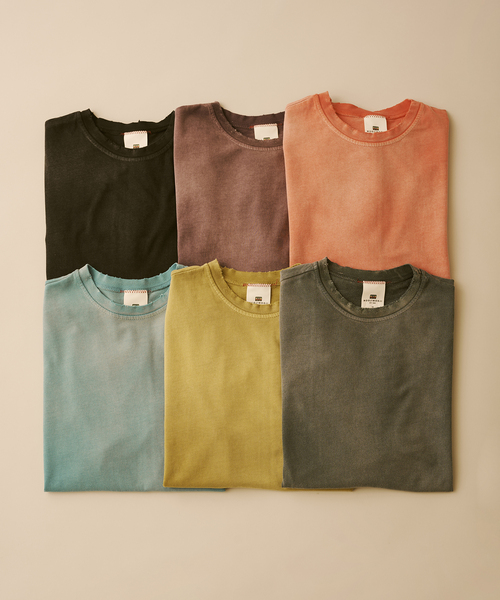 JOURNAL STANDARD relume（ジャーナルスタンダード　レリューム）の「MOOJI MOOJI / ム―ジ ム―ジ オーバー サイズ クロップ エイジド Tシャツ（Tシャツ/カットソー・メンズ・ダークグリーン/Red/ブラック/ダークパープル/Yellow/ブルー系その他・MEDIUM/LARGE）」の19枚目の写真