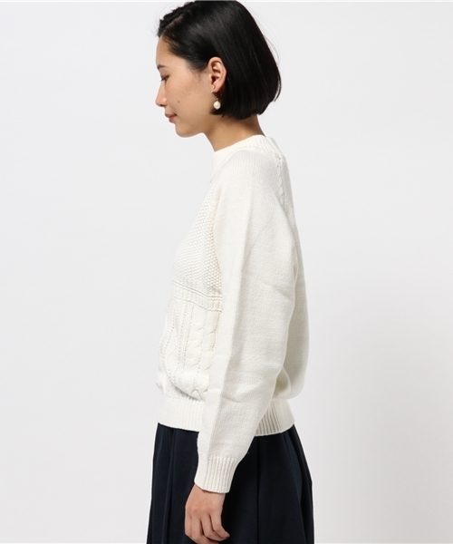 ikka（イッカ）の「5Gパッチワークニットプルオーバー（ニット/セーター・レディース・イエロー/オフホワイト/グレー・LARGE/MEDIUM）」の5枚目の写真