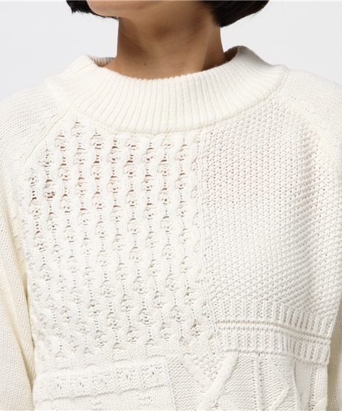 ikka（イッカ）の「5Gパッチワークニットプルオーバー（ニット/セーター・レディース・イエロー/オフホワイト/グレー・LARGE/MEDIUM）」の8枚目の写真