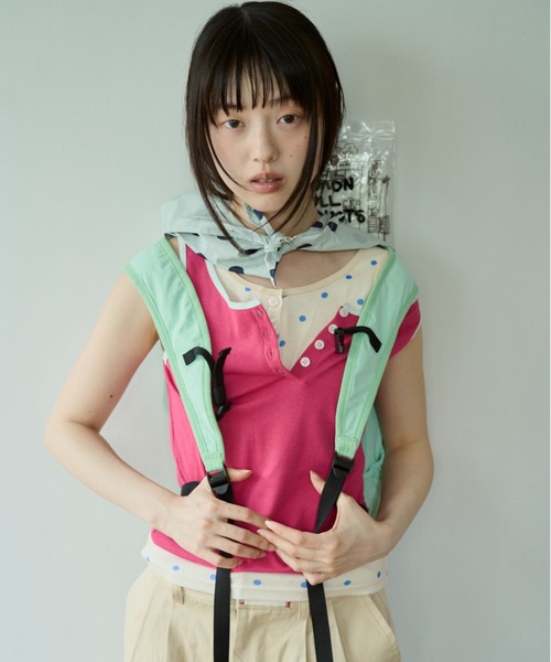 common gull products.(コモンガルプロダクツ)の「しるしのついたひとえふたえパックタンク(タンクトップ・レディース・ネイビー/ブラウン系/ミント/サックスブルー系/レッド系1/レッド系・フリー)」の5枚目の写真