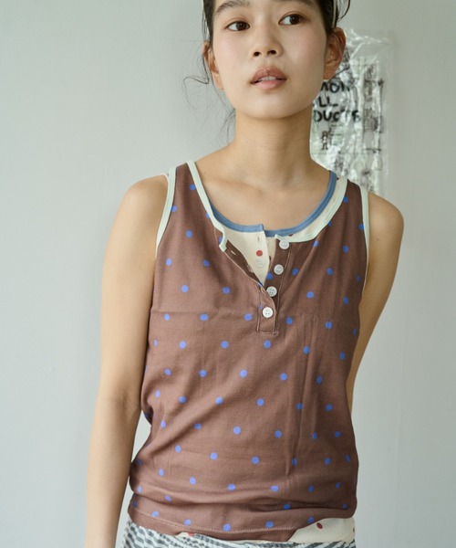 common gull products.(コモンガルプロダクツ)の「しるしのついたひとえふたえパックタンク(タンクトップ・レディース・ネイビー/ブラウン系/ミント/サックスブルー系/レッド系1/レッド系・フリー)」の6枚目の写真