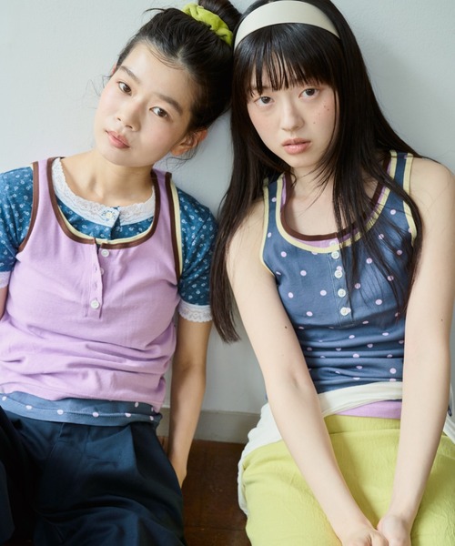 common gull products.(コモンガルプロダクツ)の「しるしのついたひとえふたえパックタンク(タンクトップ・レディース・ネイビー/ブラウン系/ミント/サックスブルー系/レッド系1/レッド系・フリー)」の4枚目の写真