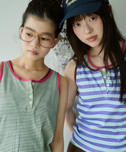 common gull products.(コモンガルプロダクツ)の「しるしのついたひとえふたえパックタンク(タンクトップ・レディース・ネイビー/ブラウン系/ミント/サックスブルー系/レッド系1/レッド系・フリー)」の3枚目の写真