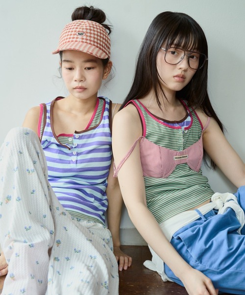 common gull products.(コモンガルプロダクツ)の「しるしのついたひとえふたえパックタンク(タンクトップ・レディース・ネイビー/ブラウン系/ミント/サックスブルー系/レッド系1/レッド系・フリー)」の10枚目の写真