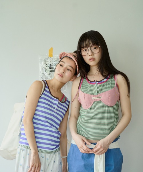 common gull products.(コモンガルプロダクツ)の「しるしのついたひとえふたえパックタンク(タンクトップ・レディース・ネイビー/ブラウン系/ミント/サックスブルー系/レッド系1/レッド系・フリー)」の12枚目の写真