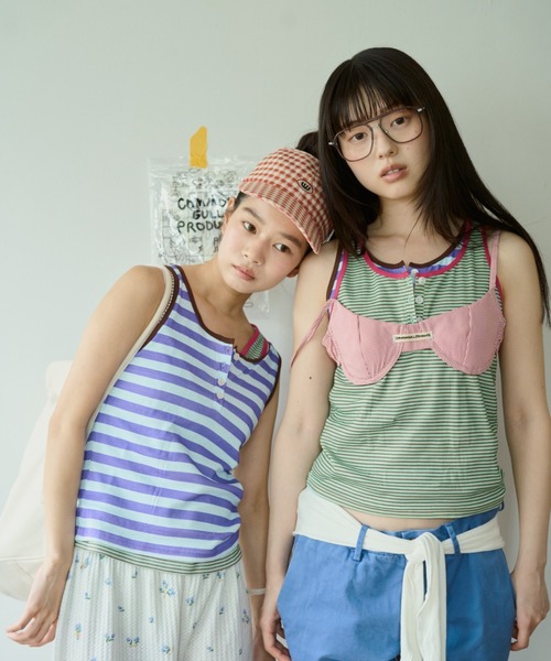 common gull products.(コモンガルプロダクツ)の「しるしのついたひとえふたえパックタンク(タンクトップ・レディース・ネイビー/ブラウン系/ミント/サックスブルー系/レッド系1/レッド系・フリー)」の13枚目の写真