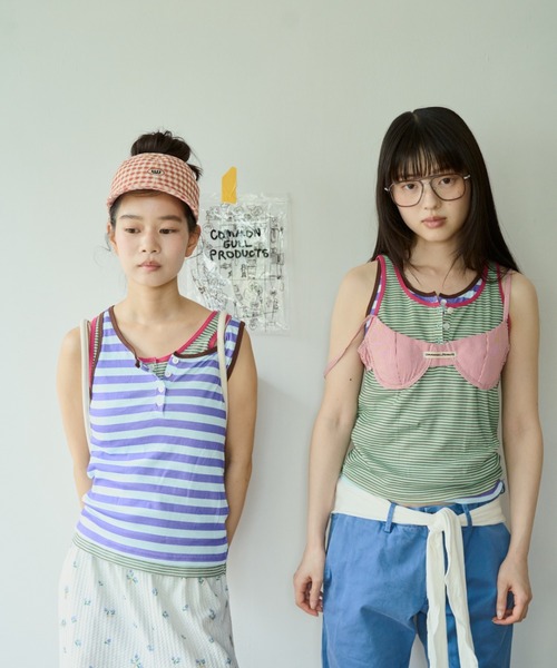 common gull products.(コモンガルプロダクツ)の「しるしのついたひとえふたえパックタンク(タンクトップ・レディース・ネイビー/ブラウン系/ミント/サックスブルー系/レッド系1/レッド系・フリー)」の15枚目の写真