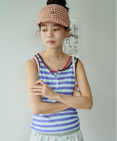 common gull products.(コモンガルプロダクツ)の「しるしのついたひとえふたえパックタンク(タンクトップ・レディース・ネイビー/ブラウン系/ミント/サックスブルー系/レッド系1/レッド系・フリー)」の19枚目の写真