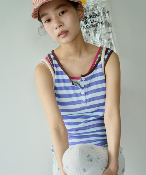 common gull products.(コモンガルプロダクツ)の「しるしのついたひとえふたえパックタンク(タンクトップ・レディース・ネイビー/ブラウン系/ミント/サックスブルー系/レッド系1/レッド系・フリー)」の20枚目の写真