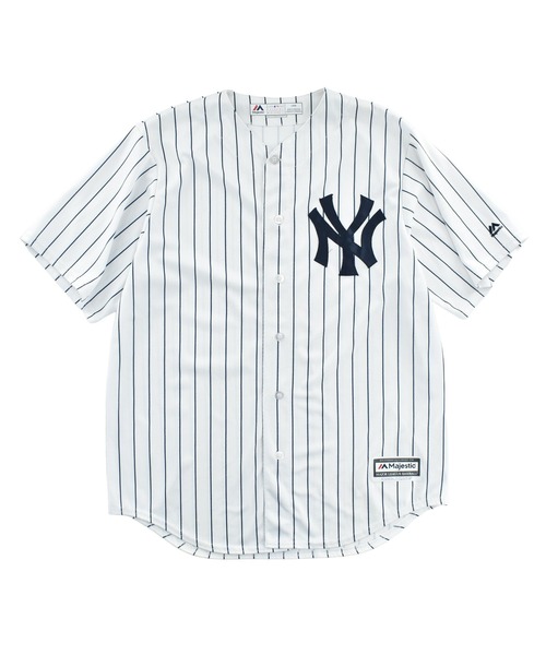 NBA/NFL/NHL/MLB(エヌビーエーエヌエフエルエヌエイチエルエムエルビー)の「【USED】Majestic “MLB New York Yankees“ ゲームシャツ(シャツ/ブラウス・メンズ・ホワイト・LARGE)」の1枚目の写真