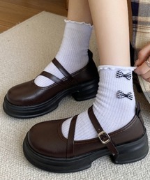 ダブルストラップ 厚底ローファー