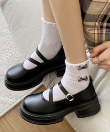 ダブルストラップ 厚底ローファー