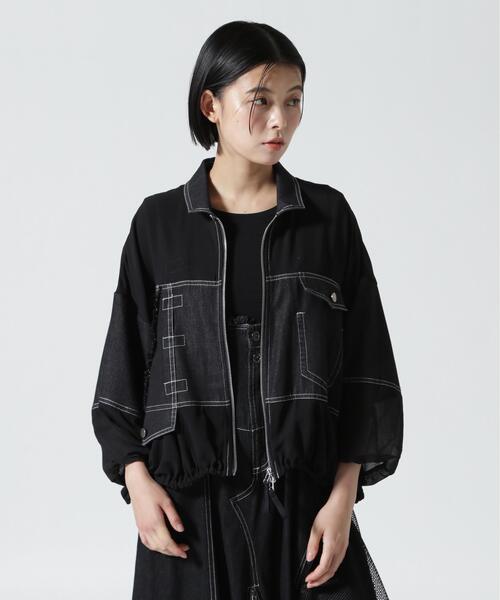 AULA AILA(アウラアイラ)の「AULA AILA/アウラアイラ/DENIM COMBINATION BLOUSON(その他アウター・レディース・ブルー/ブラック・0)」の3枚目の写真