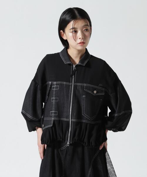 AULA AILA(アウラアイラ)の「AULA AILA/アウラアイラ/DENIM COMBINATION BLOUSON(その他アウター・レディース・ブルー/ブラック・0)」の4枚目の写真