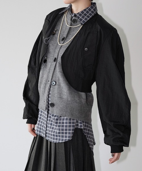 chuclla(チュクラ)の「ボリュームスリーブショートブルゾン chw26a032(ブルゾン・レディース・ホワイト/ブラック・FREE)」の2枚目の写真