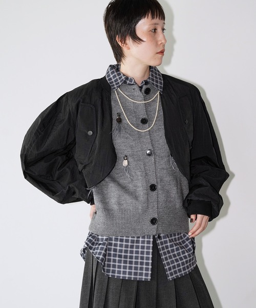 chuclla(チュクラ)の「ボリュームスリーブショートブルゾン chw26a032(ブルゾン・レディース・ホワイト/ブラック・FREE)」の18枚目の写真