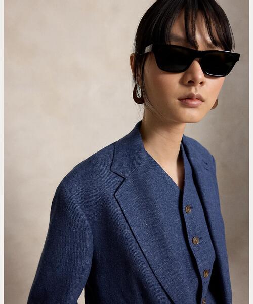 POLO RALPH LAUREN(ポロ ラルフ ローレン)の「シングルブレステッド リネンコットン ブレザー(テーラードジャケット・レディース・ブルー・0/2/4/6)」の4枚目の写真