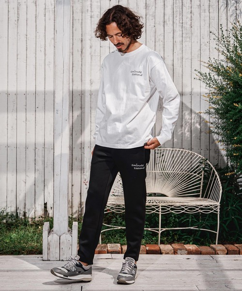 1minute 1second(ワンミニットワンセカンド)の「mp15188-cursive embroidery cardboard easy pants イージーパンツ(1M26A200)(スウェットパンツ・メンズ・ネイビー/ブラック/トップグレー・S/M/L/XL)」の13枚目の写真