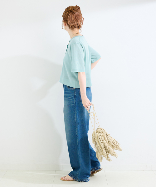 B.C STOCK(ベーセーストック)の「手洗い可 / シアー半袖カーディガン(カーディガン/ボレロ・レディース・ブラック/オレンジ/サックスブルー・FREE)」の20枚目の写真