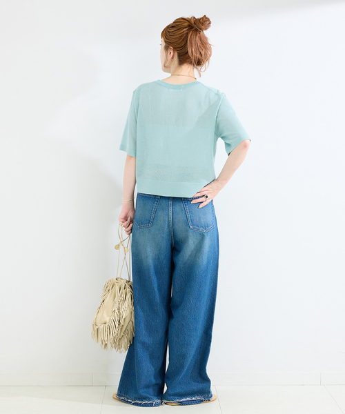 B.C STOCK(ベーセーストック)の「手洗い可 / シアー半袖カーディガン(カーディガン/ボレロ・レディース・ブラック/オレンジ/サックスブルー・FREE)」の21枚目の写真
