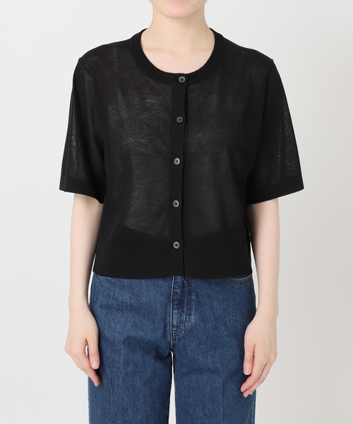 B.C STOCK(ベーセーストック)の「手洗い可 / シアー半袖カーディガン(カーディガン/ボレロ・レディース・ブラック/オレンジ/サックスブルー・FREE)」の4枚目の写真
